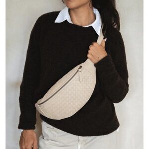 MANDRN Woven Atlas Crossbody Bag Leather Bone Cream NWOT $219